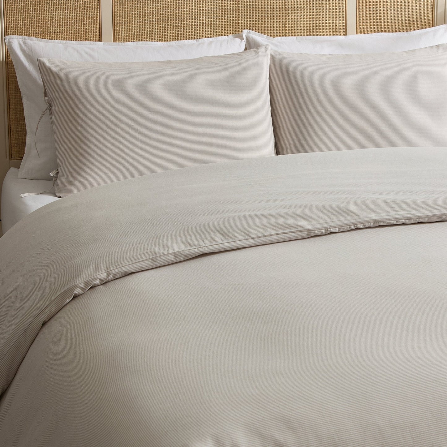 Sigrid 100% Cotton Yarn Dyed Stripe Duvet Cover & Pillowcase Set - Natural