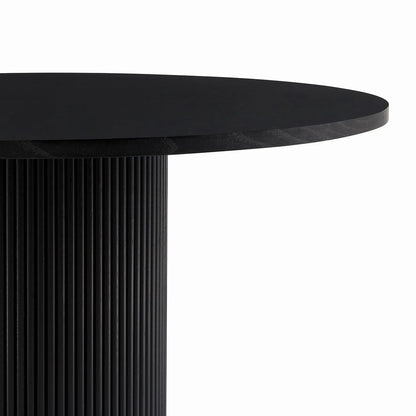 Hattie Panel Round 4-6 Seater Pedestal Dining Table - Black
