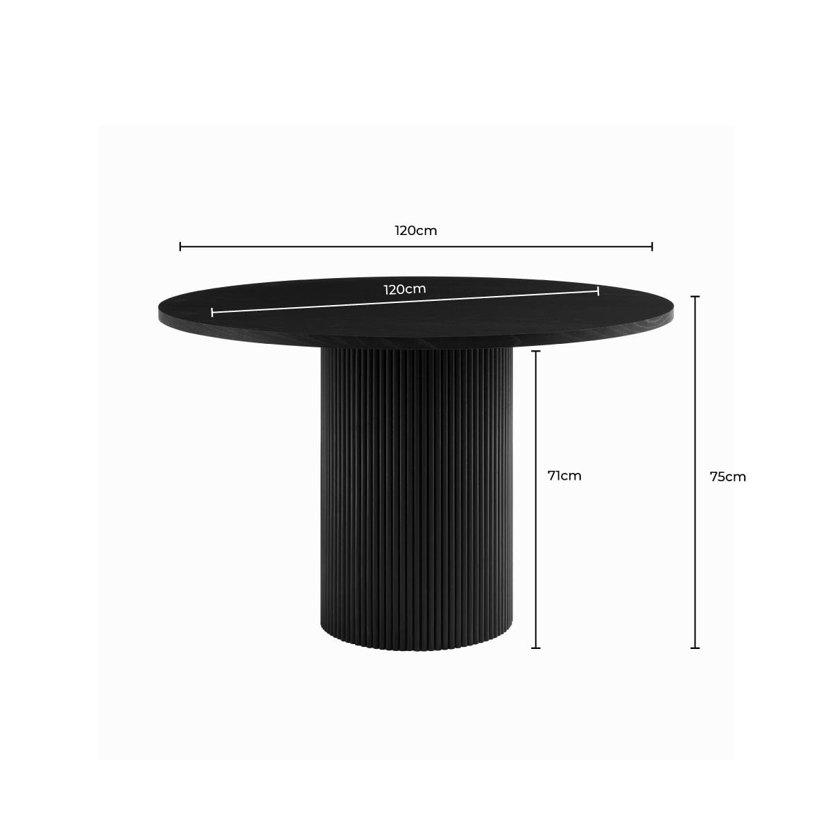 Hattie Panel Round 4-6 Seater Pedestal Dining Table - Black