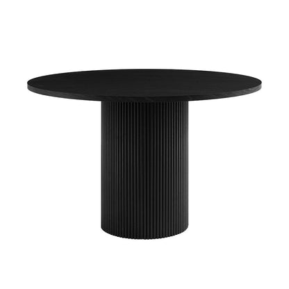 Hattie Panel Round 4-6 Seater Pedestal Dining Table - Black