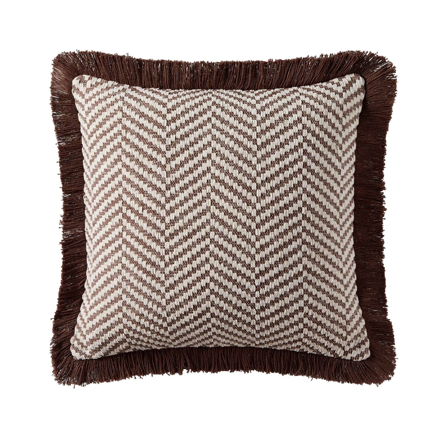 Herringbone Tufted Edge Cushion Cover - Chocolate
