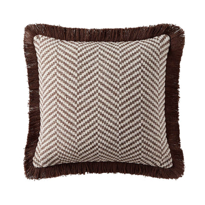 Herringbone Tufted Edge Cushion Cover - Chocolate