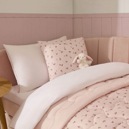 Isabelle Rose Print Quilted Cushion Cover and Bedspread Set - Pink