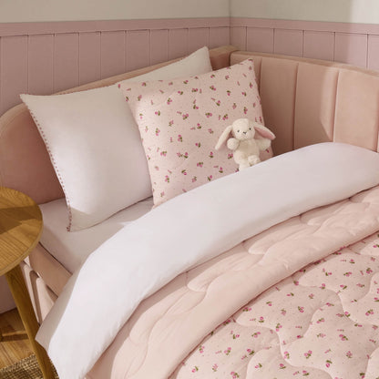 Isabelle Rose Print Quilted Cushion Cover and Bedspread Set - Pink