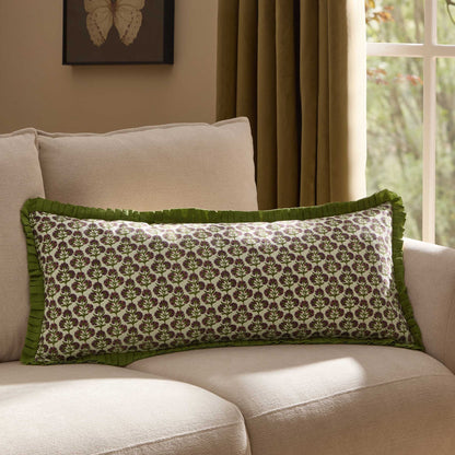 Julia 100% Cotton Box Pleat Edge Printed Sofa Cushion Cover - Purple/Green