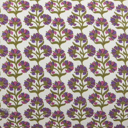 Julia 100% Cotton Box Pleat Edge Printed Sofa Cushion Cover - Purple/Green