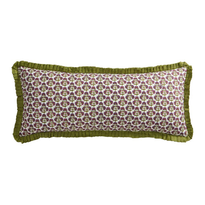 Julia 100% Cotton Box Pleat Edge Printed Sofa Cushion Cover - Purple/Green
