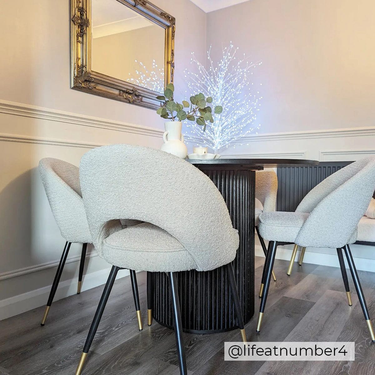 Lola Set of 2 Dining Chairs - Bouclé - Taupe