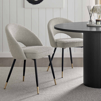 Lola Set of 2 Dining Chairs - Bouclé - Taupe