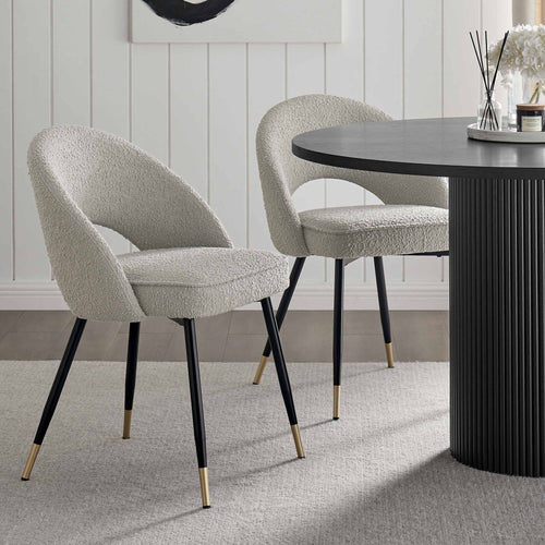 Lola Set of 2 Dining Chairs - Bouclé - Taupe