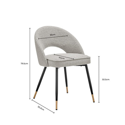 Lola Set of 2 Dining Chairs - Bouclé - Taupe