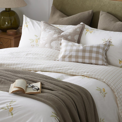 Lucie 100% Cotton Lemon & Check Reversible Duvet Cover & Pillowcase Set - Multicoloured