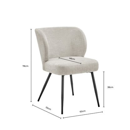 Mabel Set of 2 Dining Chairs - Chenille - Natural