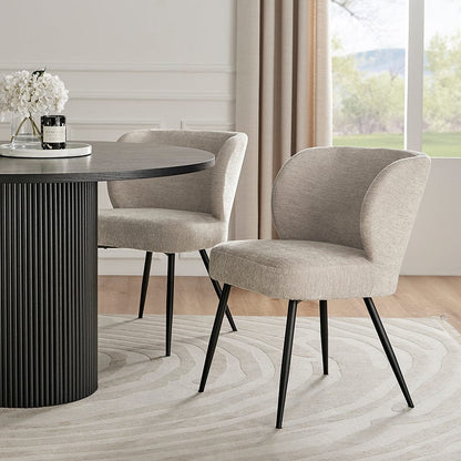 Mabel Set of 2 Dining Chairs - Chenille - Natural