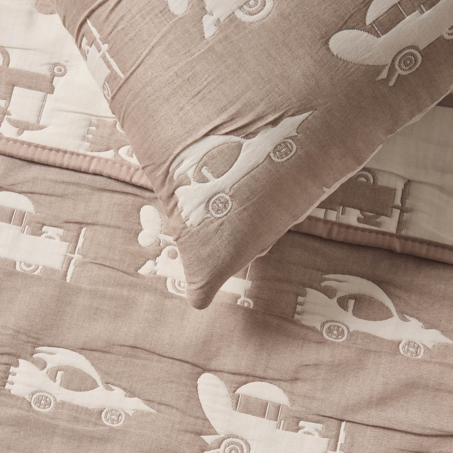 Morgan Transport Matelasse Cushion Cover and Bedspread Set - Taupe