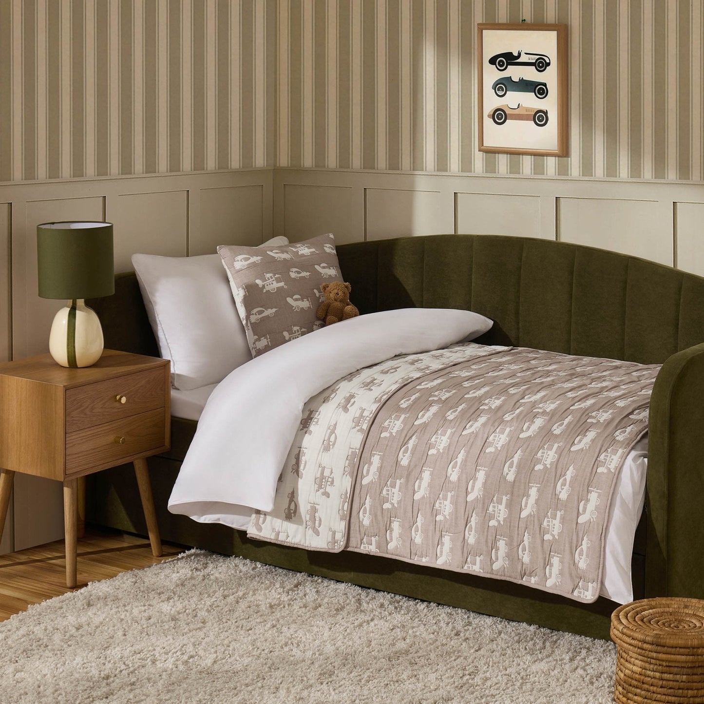 Morgan Transport Matelasse Cushion Cover and Bedspread Set - Taupe