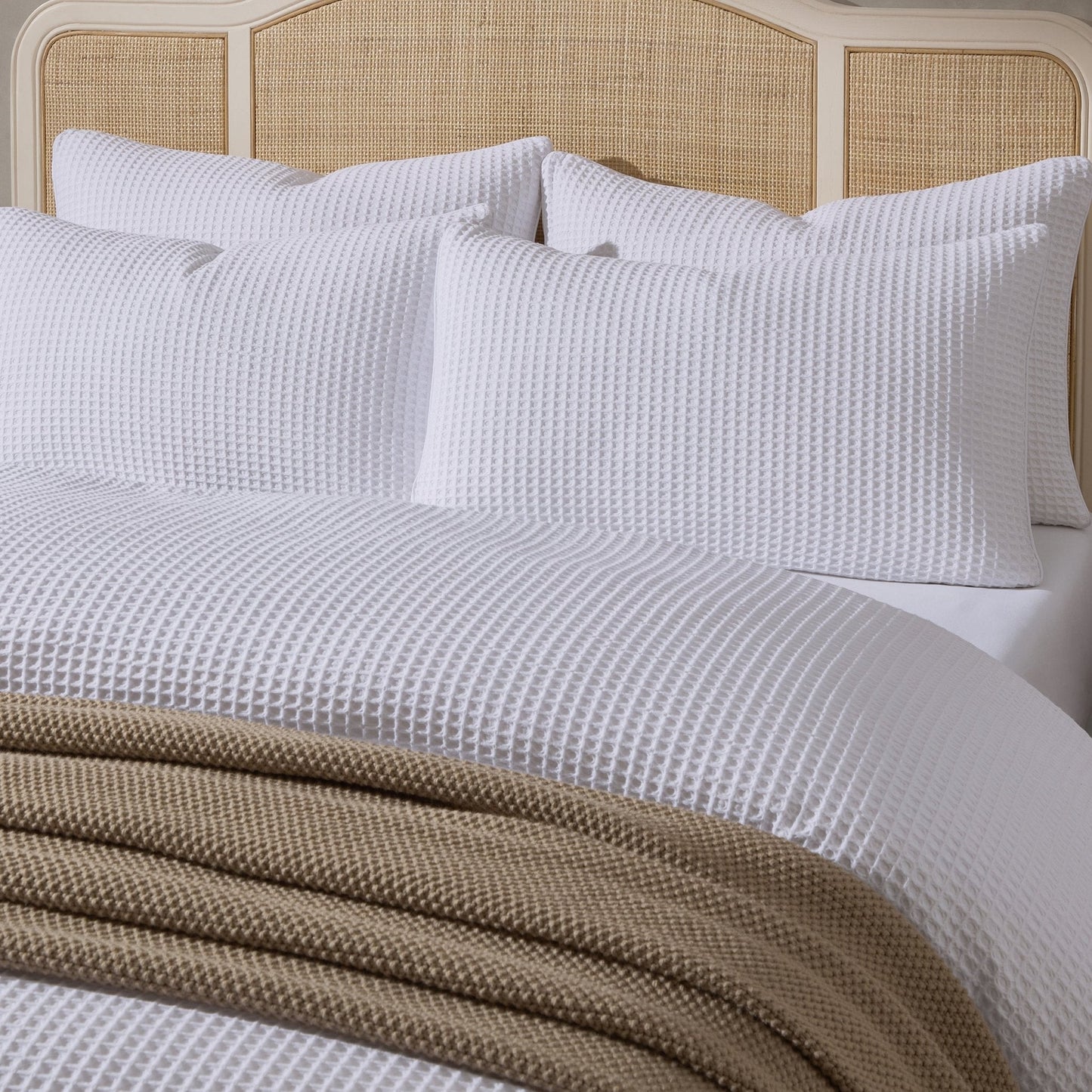 Portofino Waffle 100% Cotton Duvet Cover 200 Thread Count - White