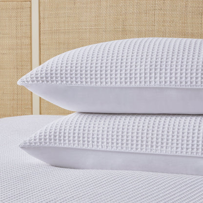 Portofino Waffle 100% Cotton Duvet Cover 200 Thread Count - White