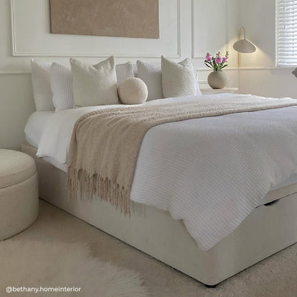 Portofino Waffle 100% Cotton Duvet Cover 200 Thread Count - White