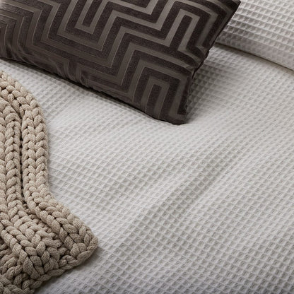 Portofino Waffle 100% Cotton Duvet Cover 200 Thread Count - White