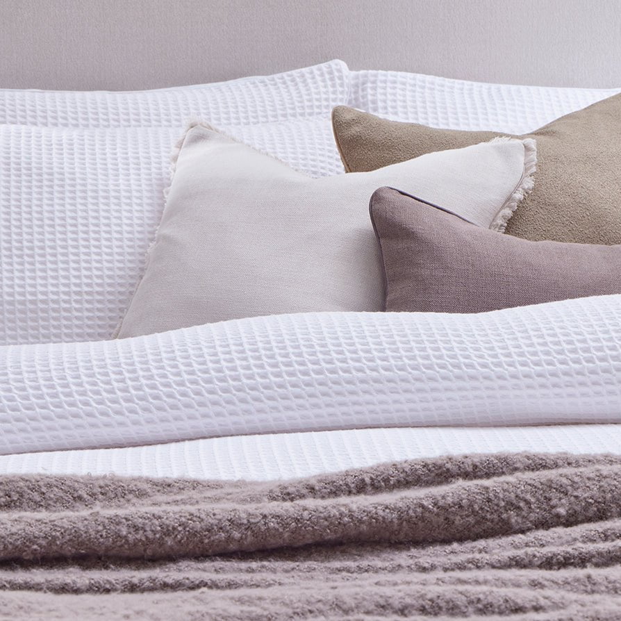 Portofino Waffle 100% Cotton Duvet Cover 200 Thread Count - White