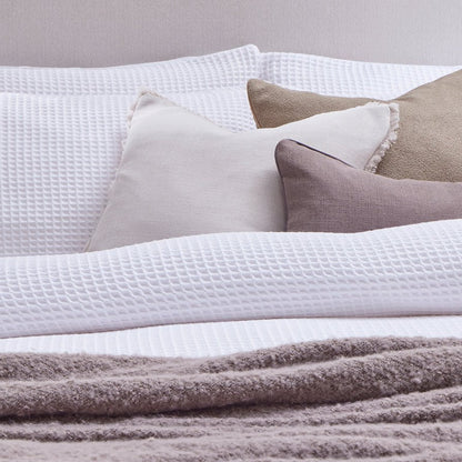 Portofino Waffle 100% Cotton Duvet Cover 200 Thread Count - White