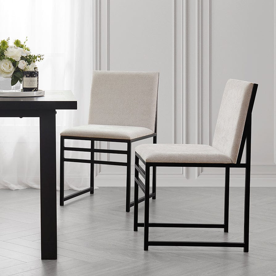 Rae Set Of 2 Dining Chairs - Chenille - Light Natural