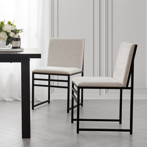 Rae Set Of 2 Dining Chairs - Chenille - Light Natural
