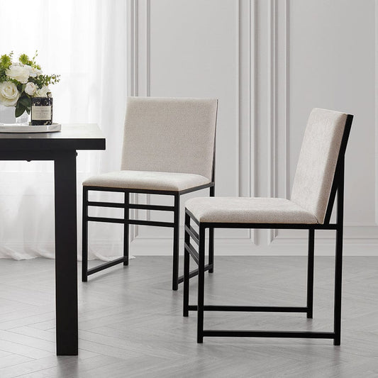Rae Set Of 2 Dining Chairs - Chenille - Light Natural