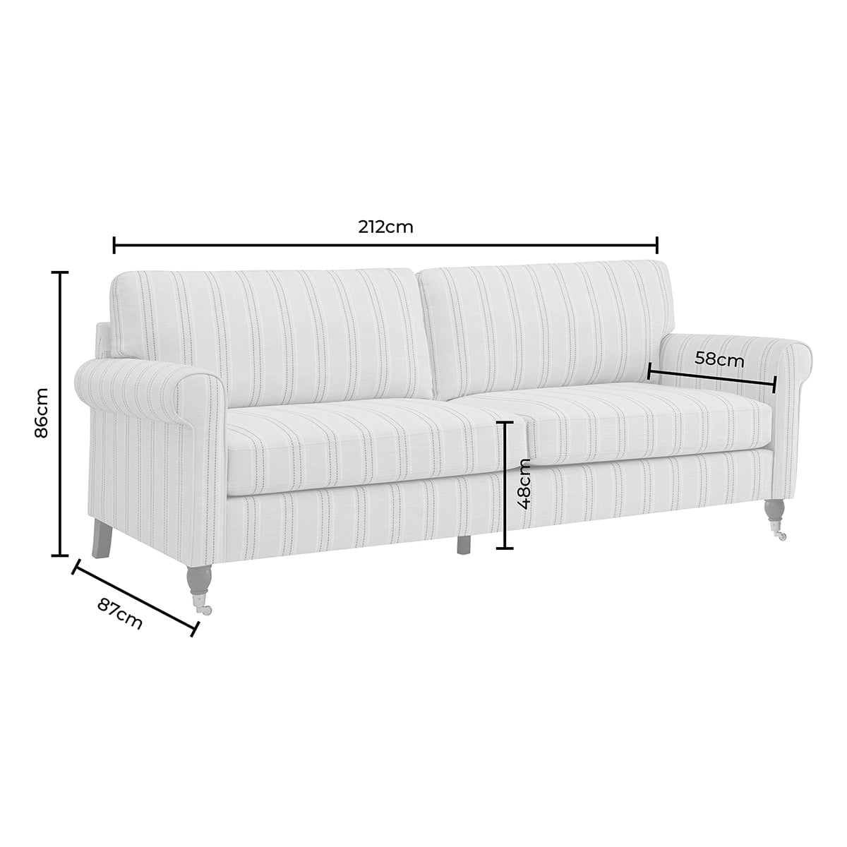 Sicily 3 Seater Sofa - Stripe