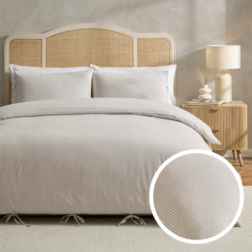 Sigrid 100% Cotton Yarn Dyed Stripe Duvet Cover & Pillowcase Set - Natural
