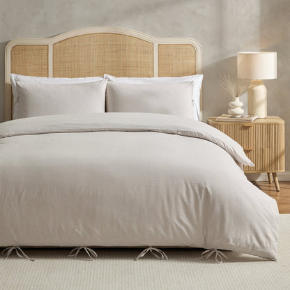 Sigrid 100% Cotton Yarn Dyed Stripe Duvet Cover & Pillowcase Set - Natural